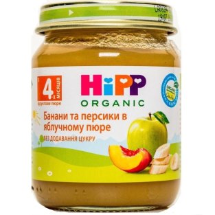 HIPP Пюре фруктовое Бананы и персики в яблочном пюре 125г - 2