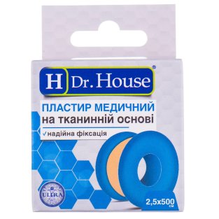 Лейкопластир медичний Н.Dr.House 2.5смх5м на нетканій основі (паперова упаковка) з підвісом - 1