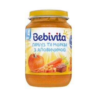 Bebivita Пюре тыква/морковь/говядина 190г - 1