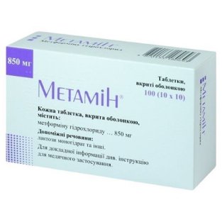 Метамин табл.п/о 850мг №100 - 1