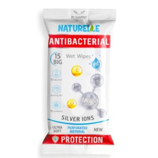 Салфетки влажные NATURELLE antibacterial c D-пантенолом ионы серебра/витамин Е №15 - 1