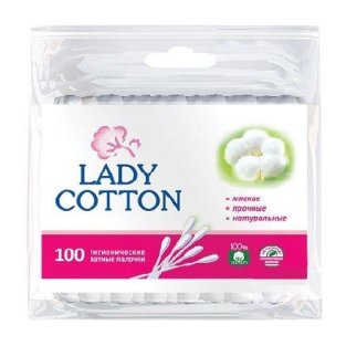 Ватні палички Lady Cotton поліетиленова упаковка №100 - 1