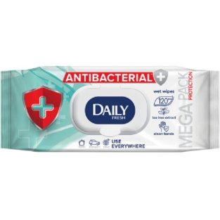 Серветки вологі Daily Fresh антибактеріальні з клапаном №120 - 1