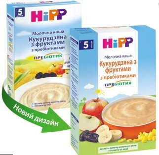 HIPP Каша молочна кукурудзяна з фруктами і пребіотиками 250г - 3