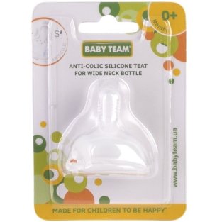 Baby Team Соска силиконовая антиколиколиковая для бутылочки с широким горлом 1шт 2026 - 1