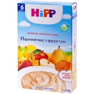 HIPP Каша молочна органич.пшенична з фруктами 250г - 1
