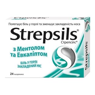 Стрепсилс (Strepsils) с ментолом и эвкалиптом леденцы №24 - 1