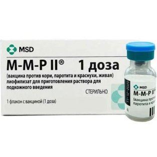 М-М-Рвакспро вакцина для профилактики кори/эпидемического паротита/краснухи живая порошок для суспензии для инъекц. доза фл.+раств.шприц с 2 иглами №1 - 1