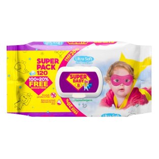 Салфетки влажные Super Baby SuperPaсk sensetive ромашка/алоэ (девочка) №120 - 1