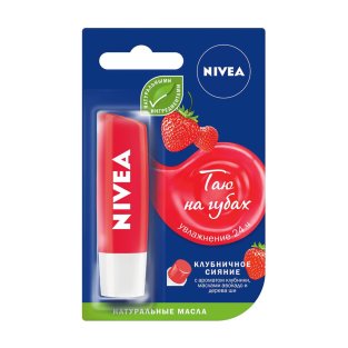NIVEA Lip Care Бальзам для губ Клубничное сияние 5,5 мл - 1