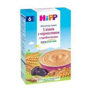 HIPP Каша молочна 5 злаків з чорносливом і пребіотиками 250г - 1