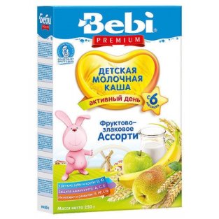Bebi Premium Каша молочна фруктово-злакове асорті 250г - 1
