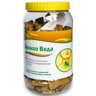 Бронхо Веда мед і лимон льодяники №300 банка - 1