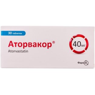 Аторвакор таблетки вкриті плівковою оболонкою 40мг №30 - 1