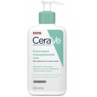 CeraVe (Цераве) интенсивно очищающий гель для нормальной жирной кожи лица и тела 236мл - 1
