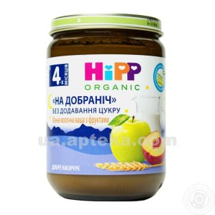HIPP Каша манна молочна з фруктами добраніч 190г - 1