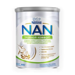 НЕСТЛЕ Nestle NAN Тройной комфорт сухая молочная смесь с рождения 800г - 1