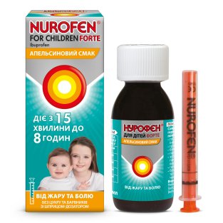 Нурофен для дітей Форте (Nurofen for Children Forte) суспензія з апельсином флакон 100 мл - 1