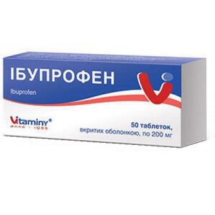Ібупрофен таблетки вкриті оболонкою 0,2 г №50 (Вітаміни ТД м.Умань) - 1