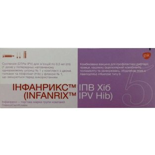 Інфанрікс ІПВ ХІБ вакцина для профілактики дифтерії/правця/коклюшу/поліомієліту суспензія для ін'єкцій доза шприц 0.5мл №1 - 1