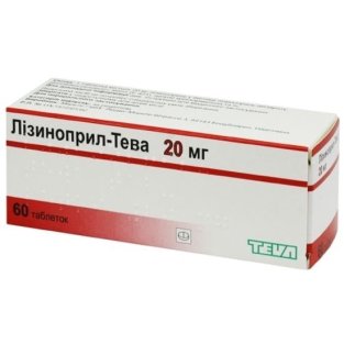 Лізиноприл-Тева таблетки 20мг №60 - 1