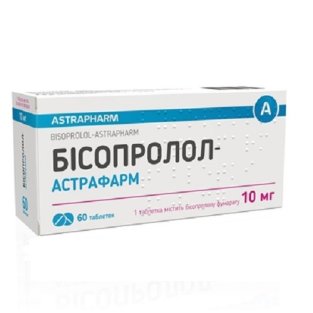 Бісопролол-Астрафарм таблетки 10 мг №60 - 1