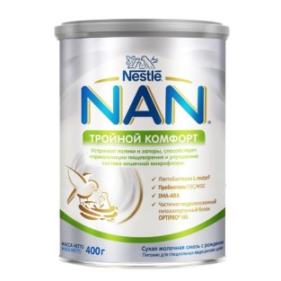 Nestle NAN Тройной комфорт сухая молочная смесь с рождения 400г - 1