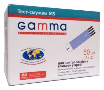 Тест-смужки Gamma Mini та Gamma Speaker для контролю рівня глюкози в крові MS №50 - 1