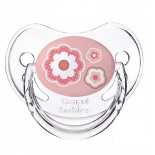 Canpol Пустушка силіконова симетричная Newborn 6-18 місяців рожеві квіти - 1