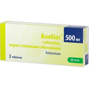 Азибіот таблетки вкриті плівковою оболонкою 500 мг №3 - 1