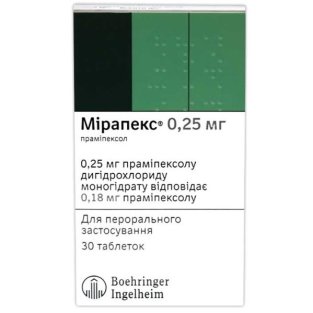 Мирапекс таблетки 0.25мг №30 - 1