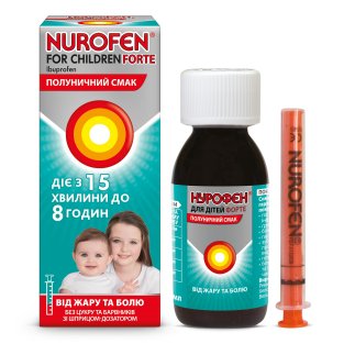 Нурофен для дітей Форте (Nurofen for Children Forte) суспензія з полуницею 100 мл - 1