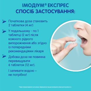 Імодіум Експрес таблетки діспергіруемие в ротовій порожнині 2 мг №6 - 4