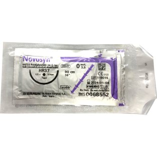 Шовний матеріал хірургічний що розсмоктується Novosyn фіолетовий USP 0(3.5) 90см колюча голка 1/2(37мм) упаковка DDP - 1