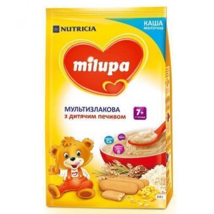Milupa Каша молочна суха швидкорозчинна мультизлакова з печивом від 7 місяців 210 г - 1